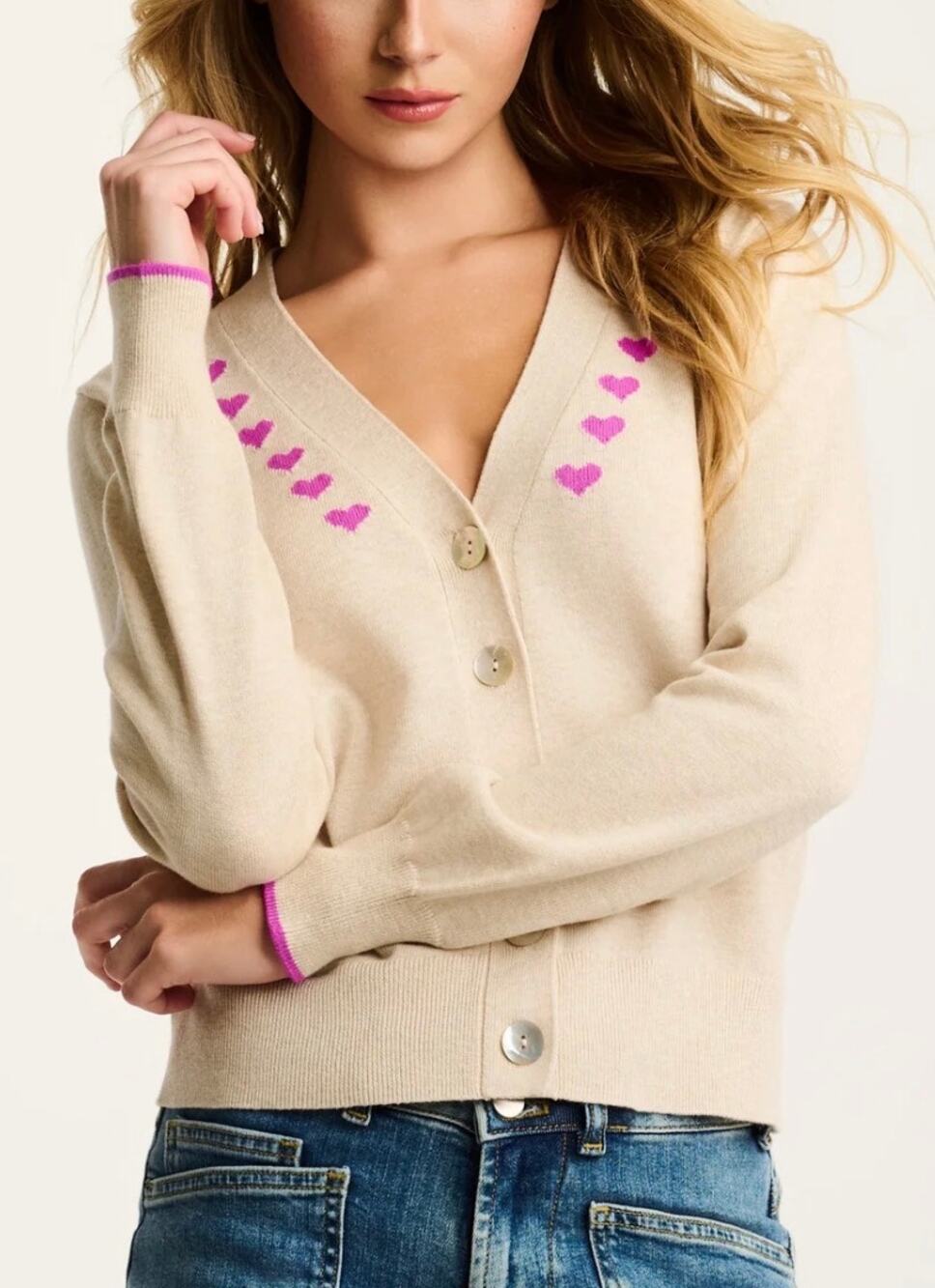 NWT Lisa Todd CALL IT LOVE HEART CARDIGAN Sz. M